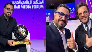 صورة إلى جانب نيشان ولجين عمران.. رشيد العلالي يكرم في الملتقى الإعلامي العربي