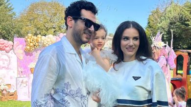 صورة إيمان الباني ومراد يلدريم يحتفلان بعيد ميلاد ابنتهما الثالث -فيديو