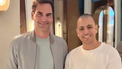 صورة لقاء استثنائي.. طه إيسو رفقة نجم التنس العالمي روجر فيدرير